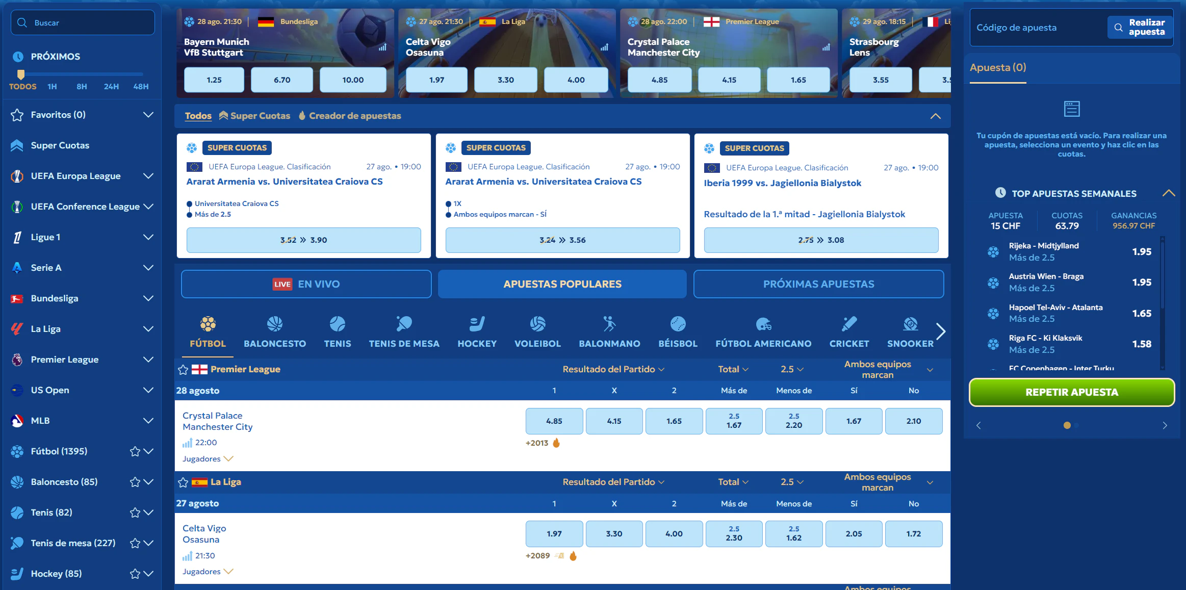Apuestas deportivas y eSports en Pandido Casino